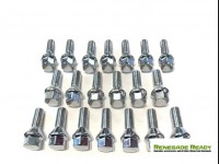 Jeep Renegade Lug Bolt Set - Set of 20 - M12x1.25 - 60° Cone Seat - Silver