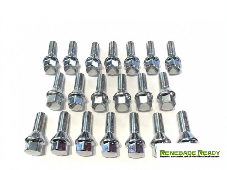 Jeep Renegade Lug Bolt Set - Set of 20 - M12x1.25 - 60° Cone Seat - Silver