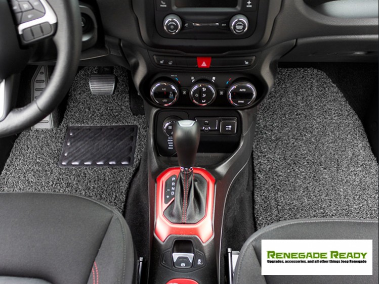 Jeep Renegade All Weather Floor Mats - Front + Rear - Rubber Woven Carpet - Black + Grey 