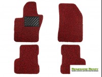 Jeep Renegade All Weather Floor Mats - Front + Rear - Rubber Woven Carpet - Red + Black 