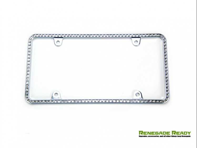 License Plate Frame - Chrome Frame w/ White Crystals